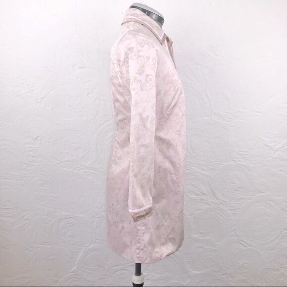 Anthropologie FEI Pink Floral Print Snap Trench Style Long Coat - Picture 4 of 8